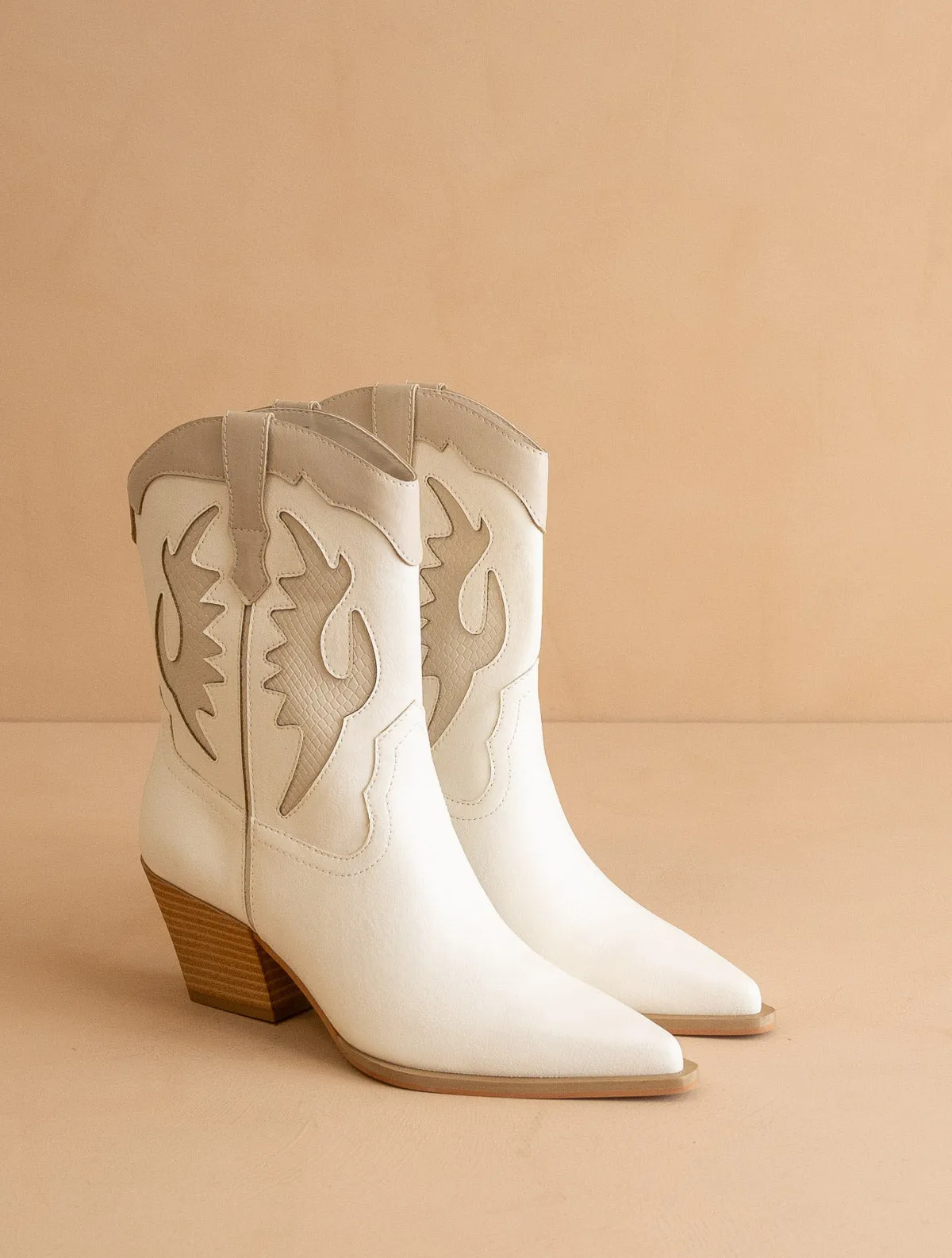 The Houston | White Layered panel cowboy boot