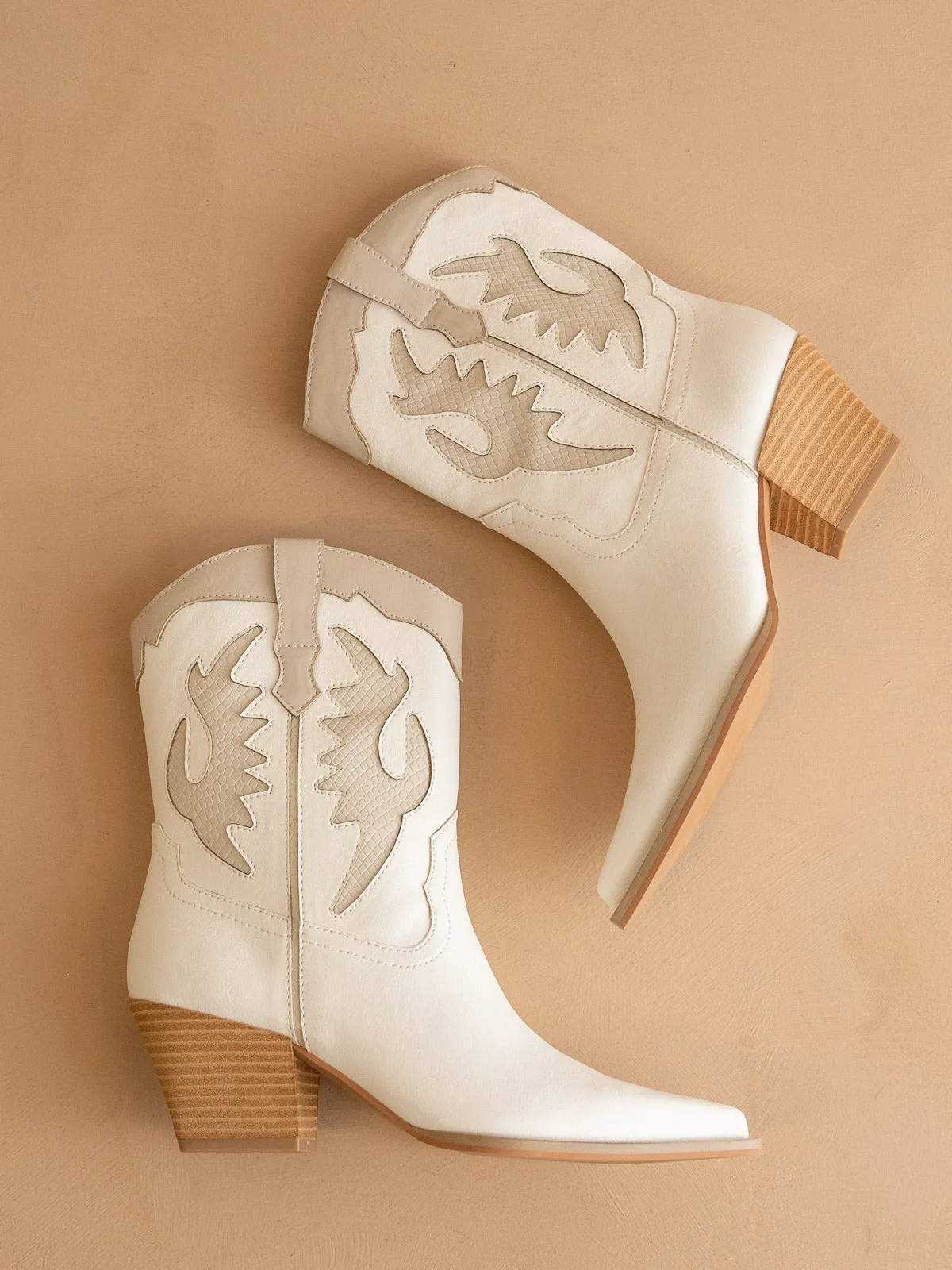 The Houston | White Layered panel cowboy boot