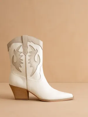 The Houston | White Layered panel cowboy boot