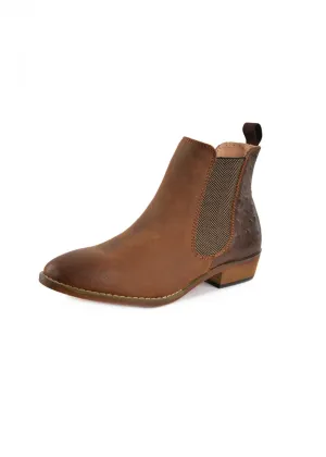 Thomas Cook Women's Chelsea Ostrich Print Boot - Dark Brown