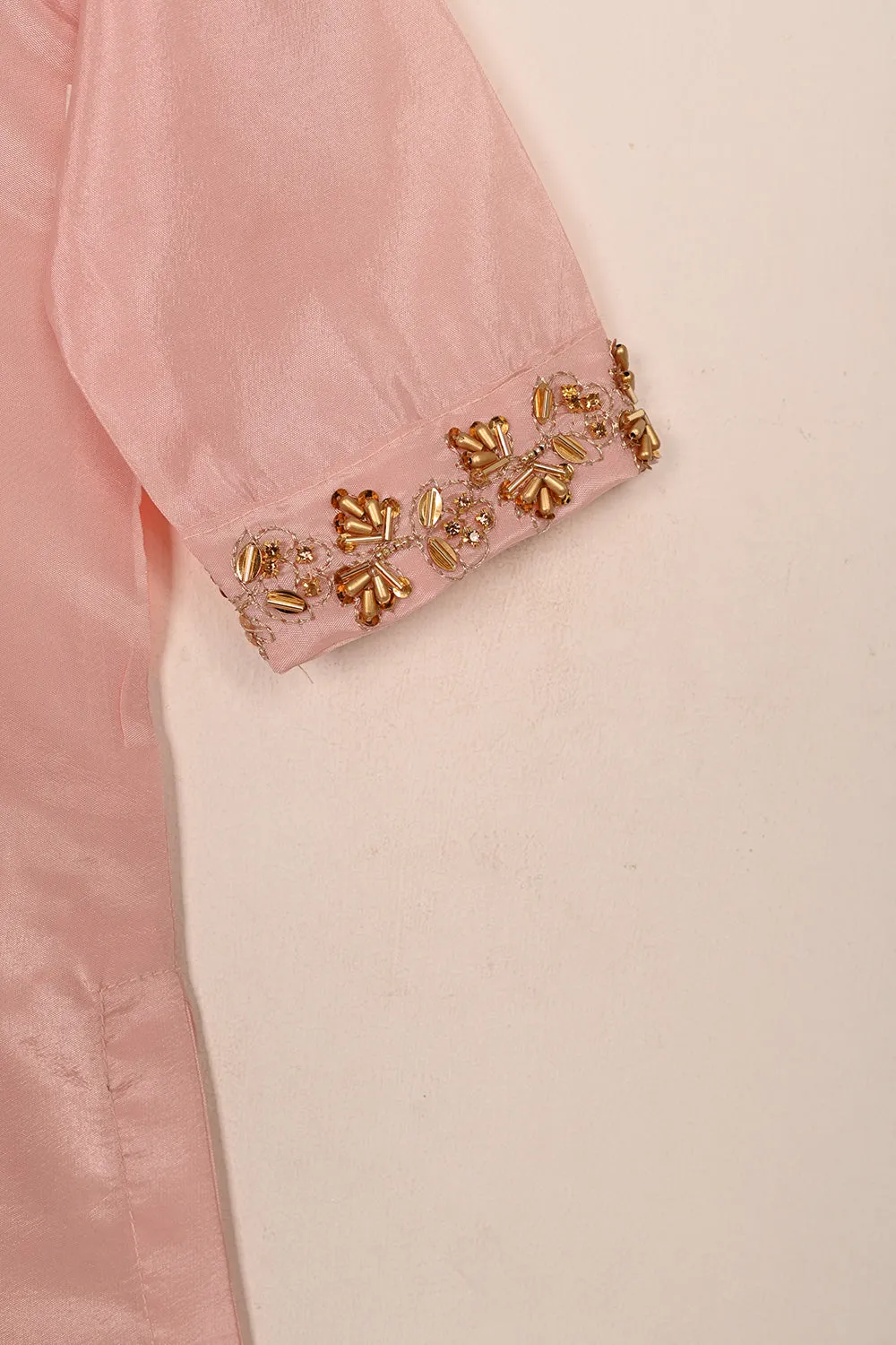 TKF-180-Peach - Kids 3Pc Ready to Wear Silk Formal Dress