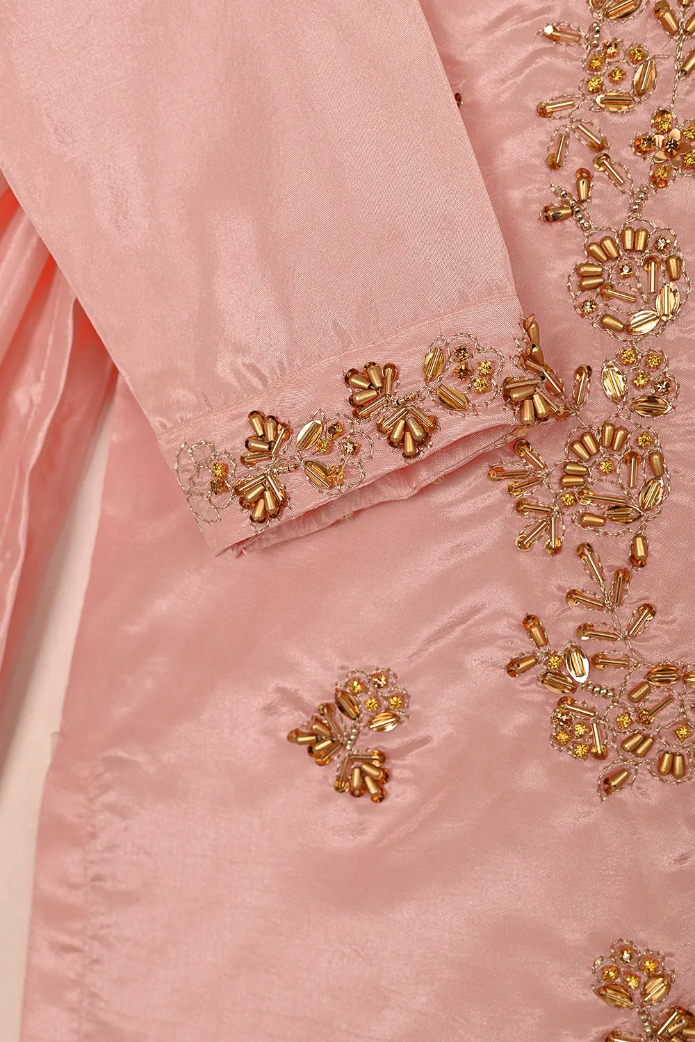 TKF-180-Peach - Kids 3Pc Ready to Wear Silk Formal Dress