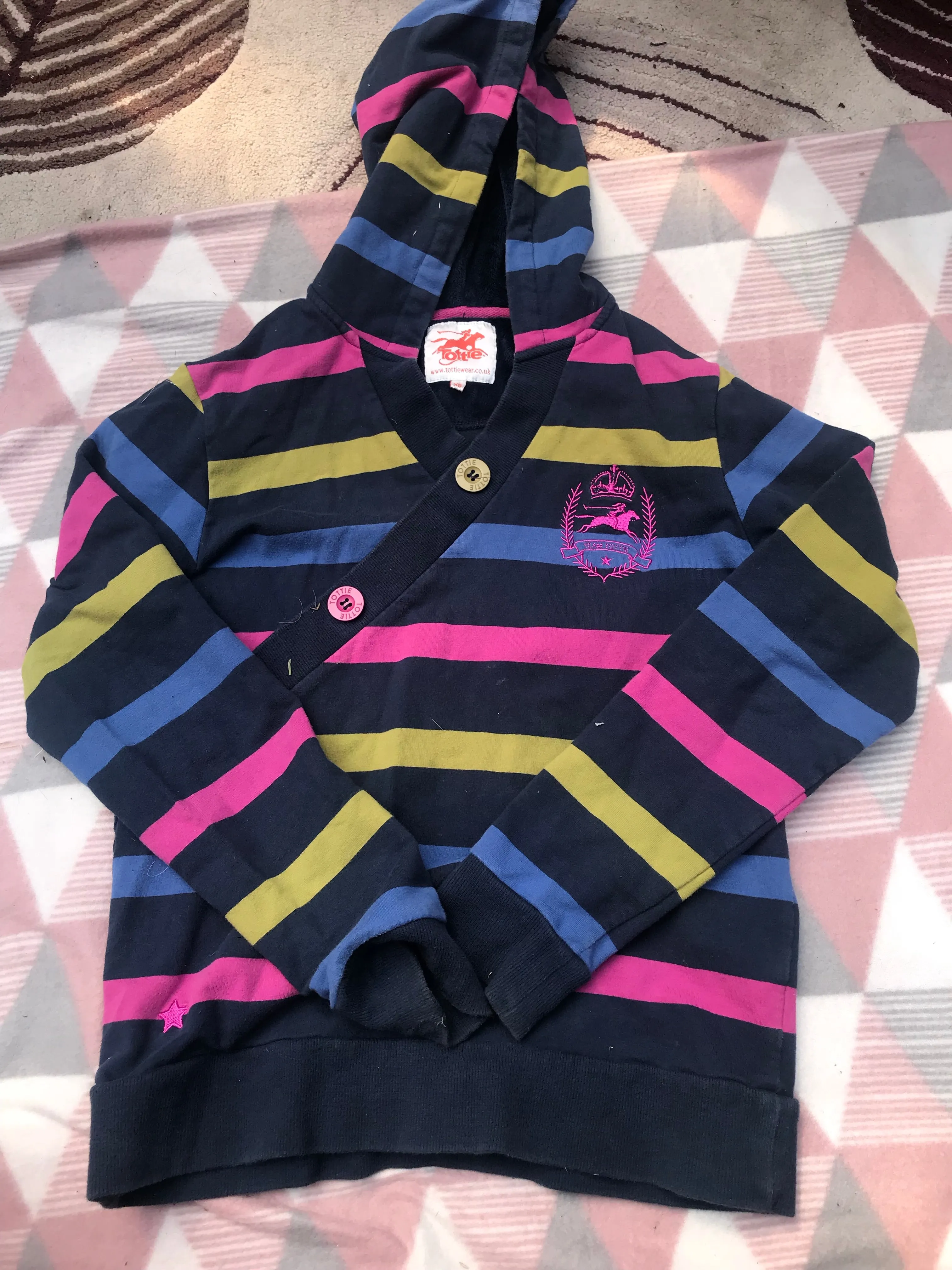 Tottie striped hooded top size XS FREE POSTAGE