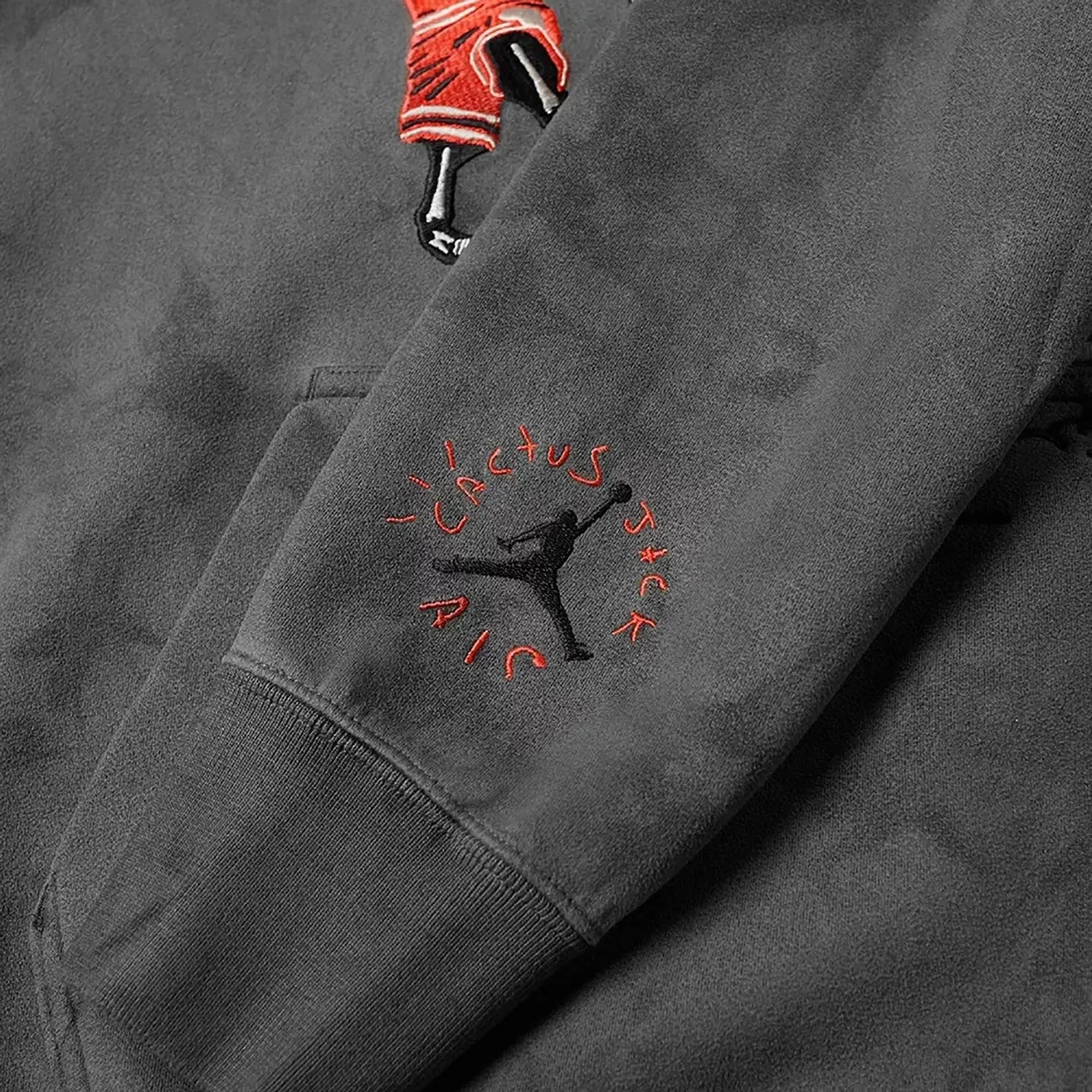 Travis Scott Jordan Washed Suede Hoodie Grey (CN3422-068) Size S-XXL
