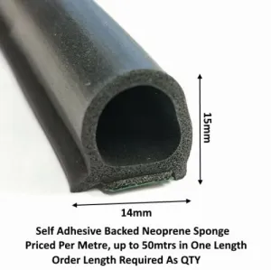 TSEC 011 Self-Adhesive Neoprene 'Eared' Rubber 'D' Section - Durable and Flexible Seal
