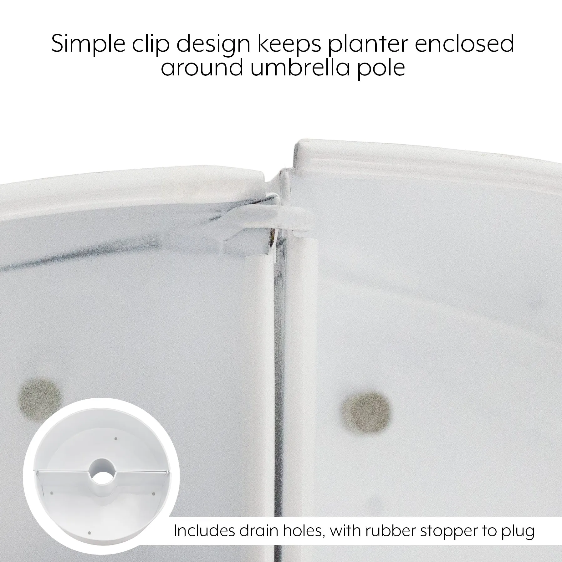 Umbrella Planter for Patio Table with Umbrella Hole (White, Case of 4)