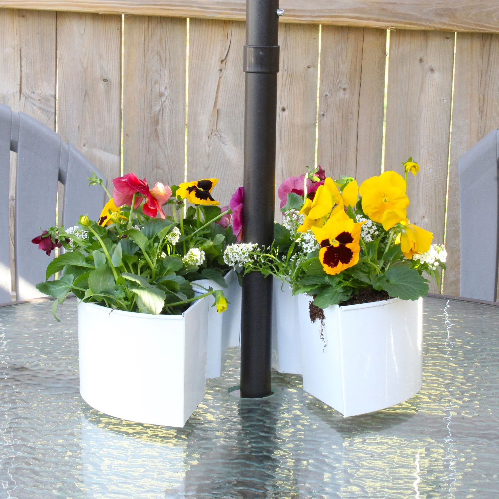 Umbrella Planter for Patio Table with Umbrella Hole (White, Case of 4)