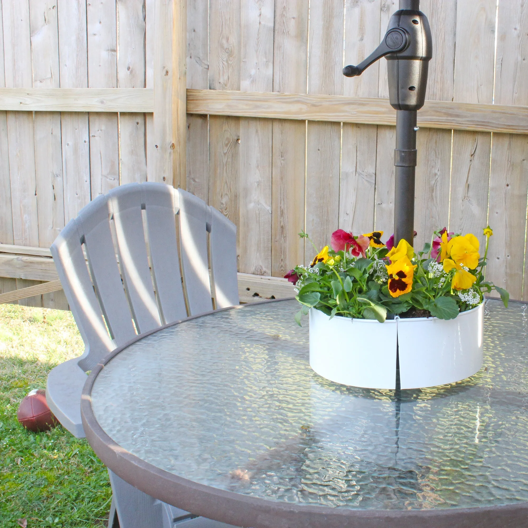 Umbrella Planter for Patio Table with Umbrella Hole (White, Case of 4)