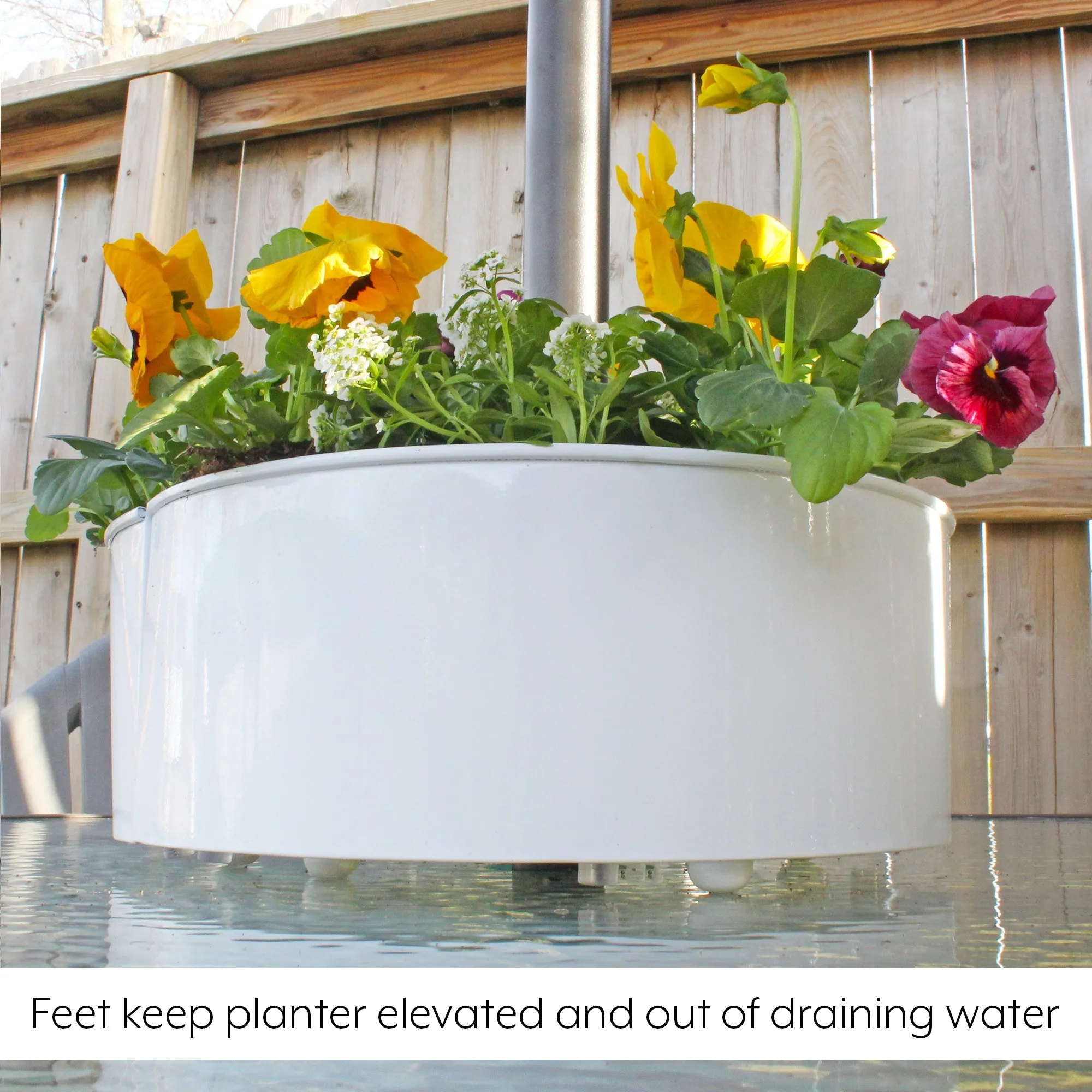 Umbrella Planter for Patio Table with Umbrella Hole (White, Case of 4)