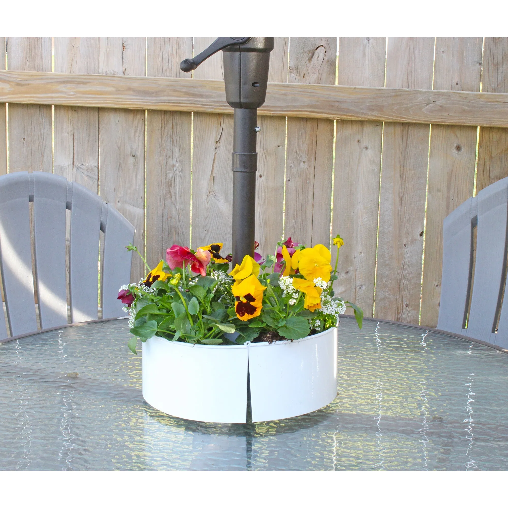 Umbrella Planter for Patio Table with Umbrella Hole (White, Case of 4)