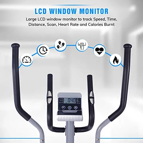 Welcare Elliptical Cross Trainer WC6044 with Adjustable seat, Hand Pulse Sensor, LCD Monitor, Adjustable Resistance for Home Use (DIY Installation with Video Call Assistance)