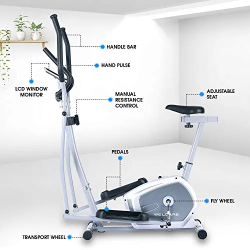 Welcare Elliptical Cross Trainer WC6044 with Adjustable seat, Hand Pulse Sensor, LCD Monitor, Adjustable Resistance for Home Use (DIY Installation with Video Call Assistance)
