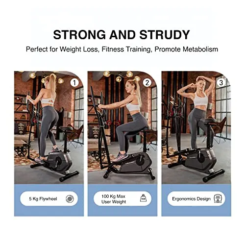 WELCARE MP 6066 Elliptical Cross Trainer with LCD Display, Adjustable SEAT, Hand Pulse Sensor, Adjustable Resistance for Home USE (DIY Installation with Video Call Assistance)