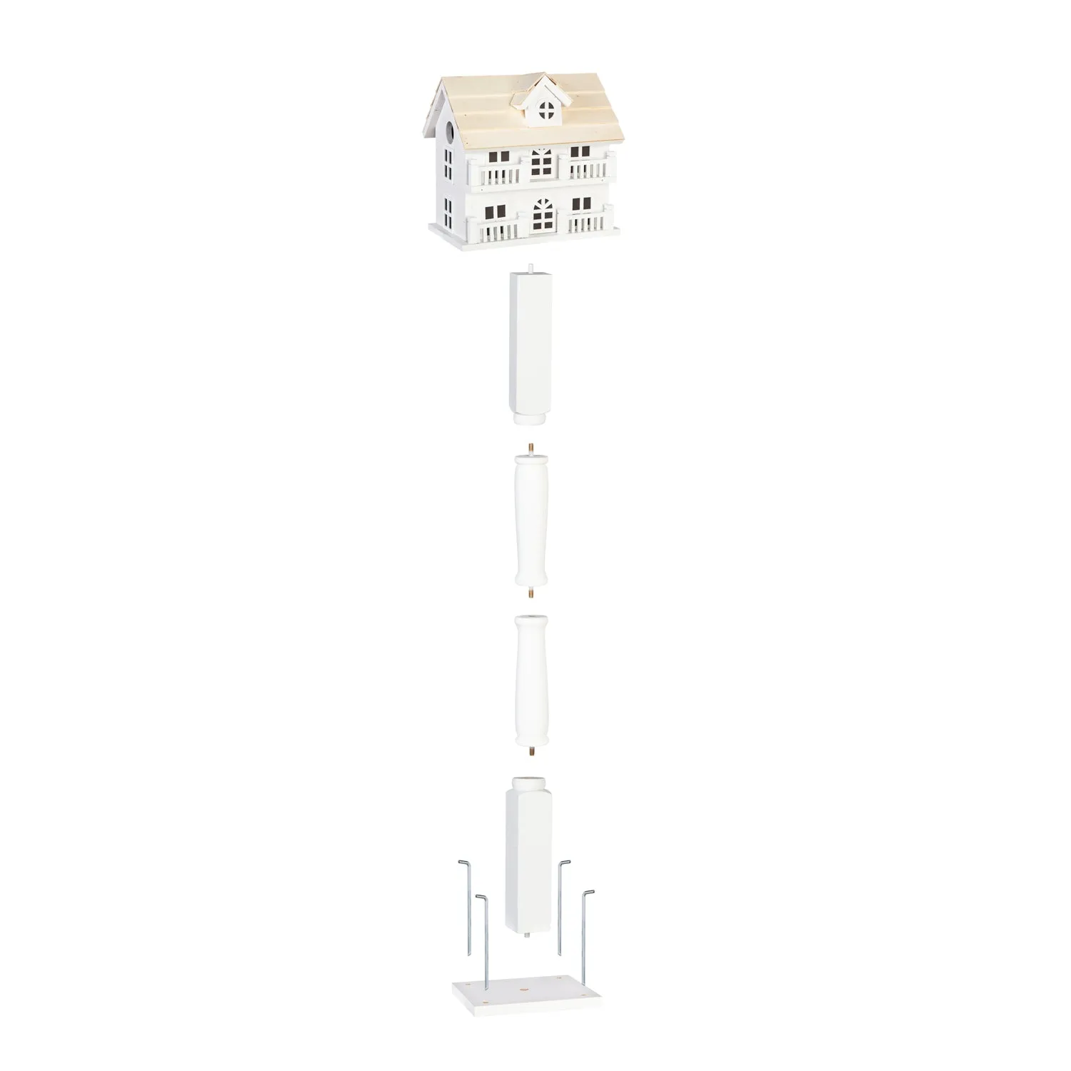 White Cape Cod Birdhouse with Post,zq2bh695