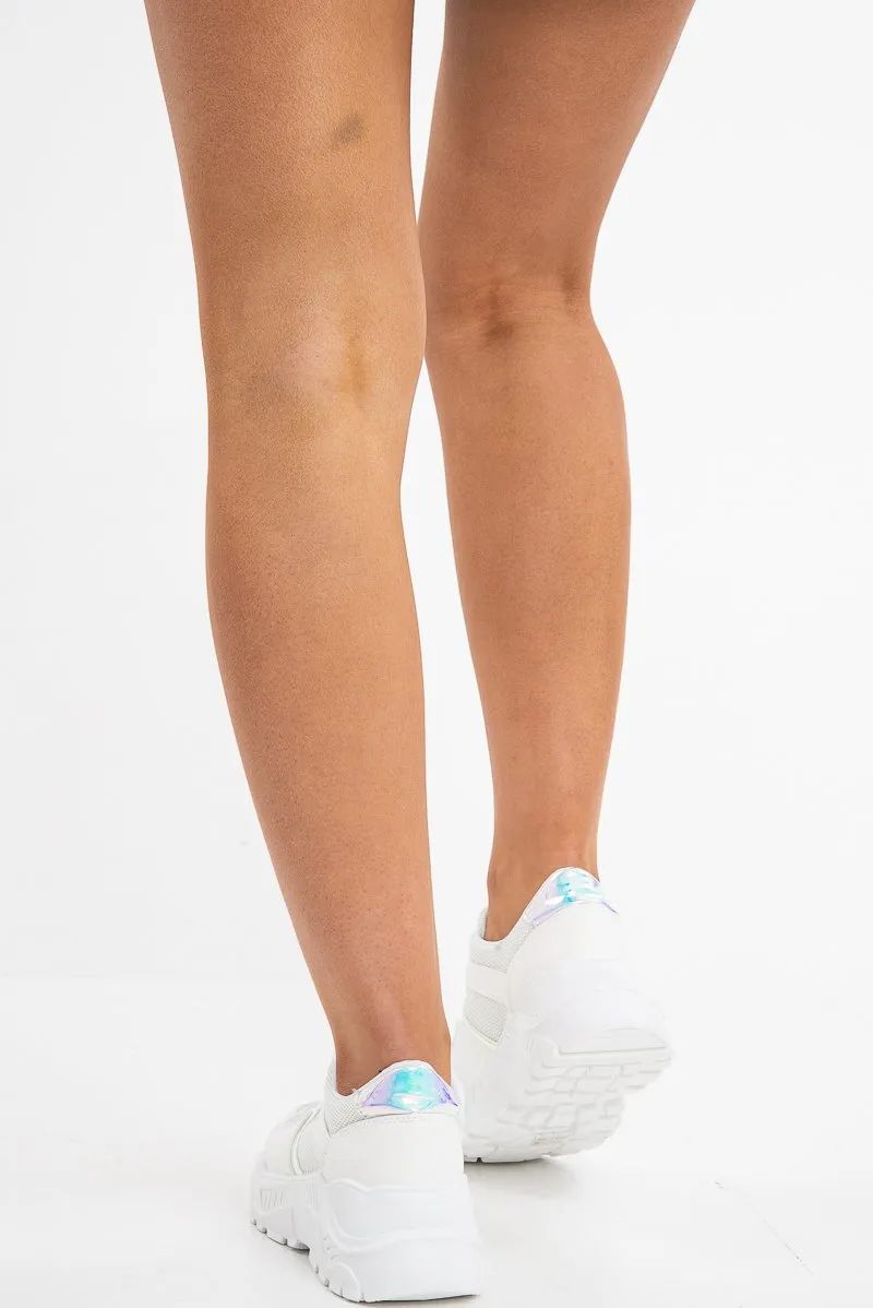 White Cleated Sole Lace Up Chunky Trainers - Gradie
