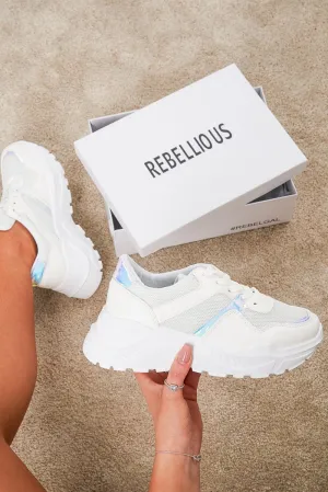 White Cleated Sole Lace Up Chunky Trainers - Gradie