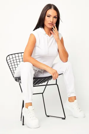 White Cropped Hoodie Joggers Loungewear Co-ord - Kylie