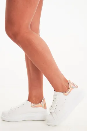White Gold Holographic Insert Chunky Sole Trainers - Yuki