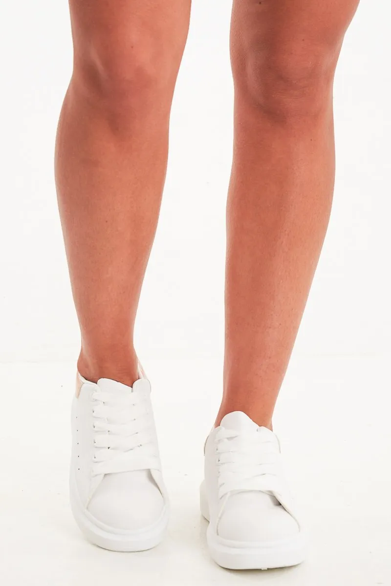 White Gold Holographic Insert Chunky Sole Trainers - Yuki
