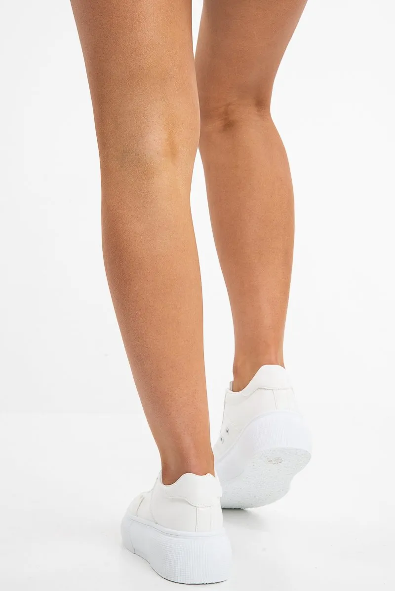 White Lace Up Chunky Sole Trainers - Karlie