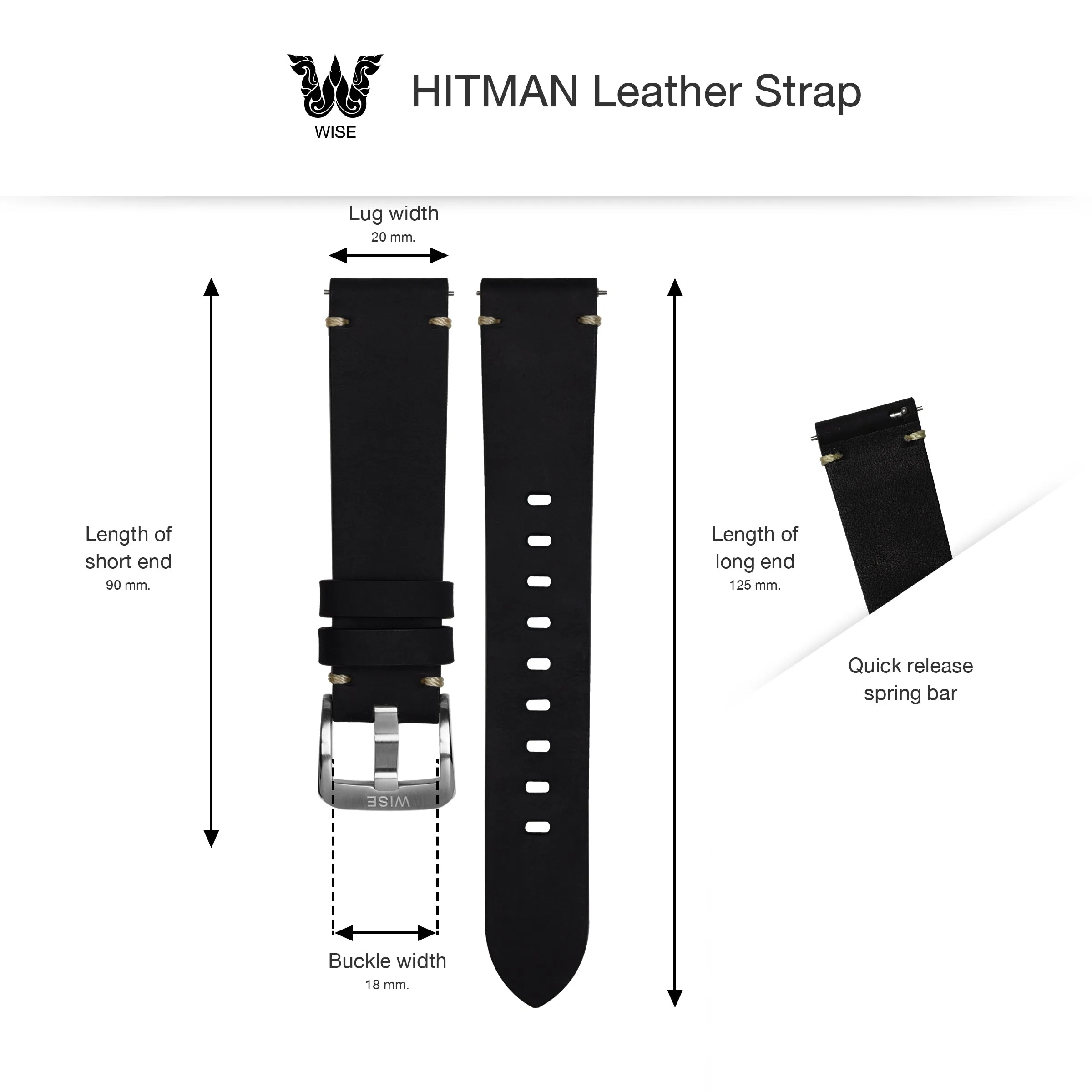 WISE Dollaro Leather Strap 20 mm.