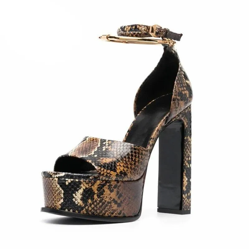 Women Sandals Round Toe Crude Heel Platform