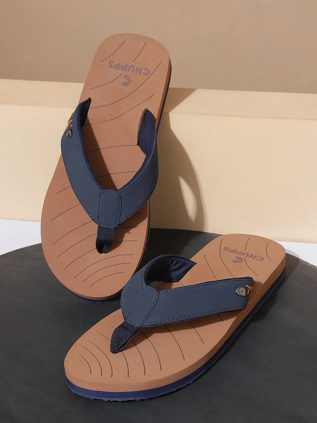 X-Flex Tan & Blue V-Strap