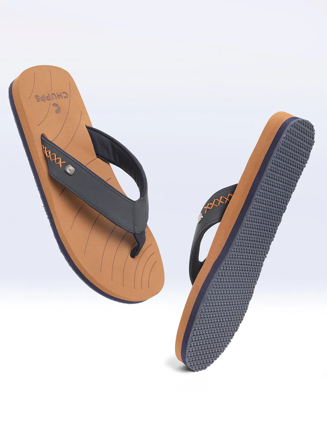 X-Flex Tan & Blue V-Strap