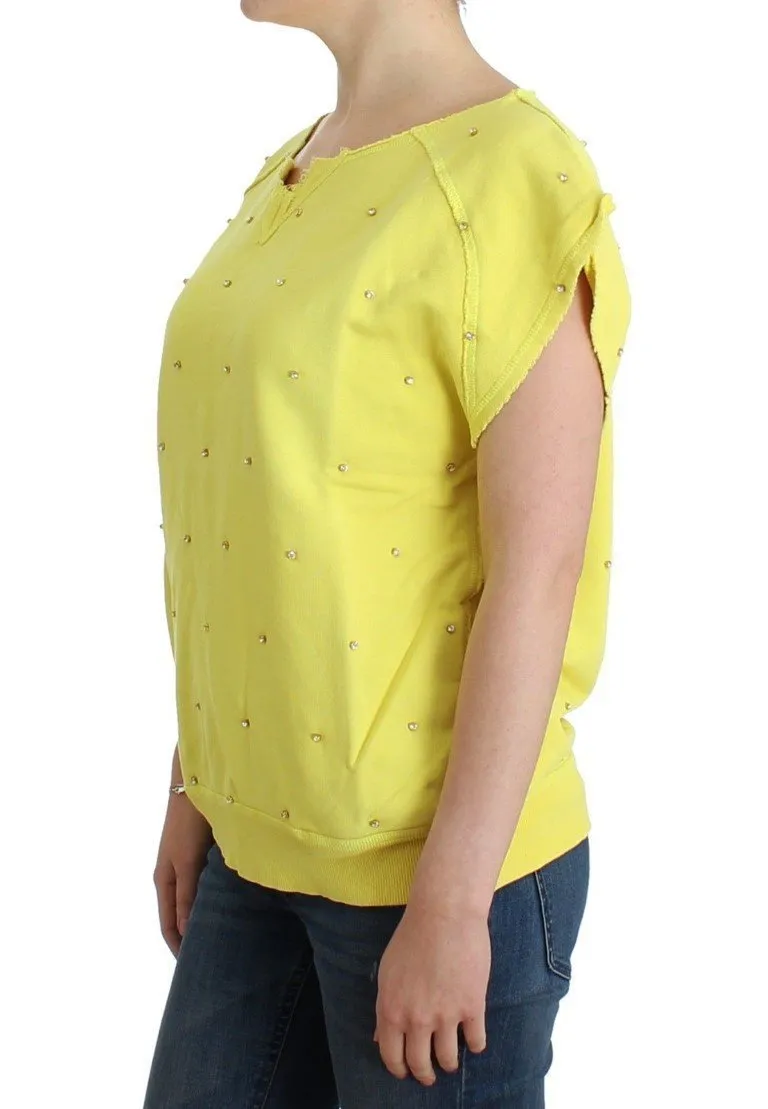 Yellow embellished cotton sweatshirt