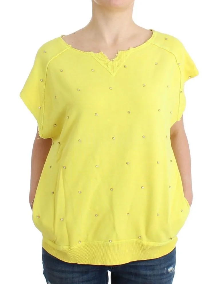 Yellow embellished cotton sweatshirt