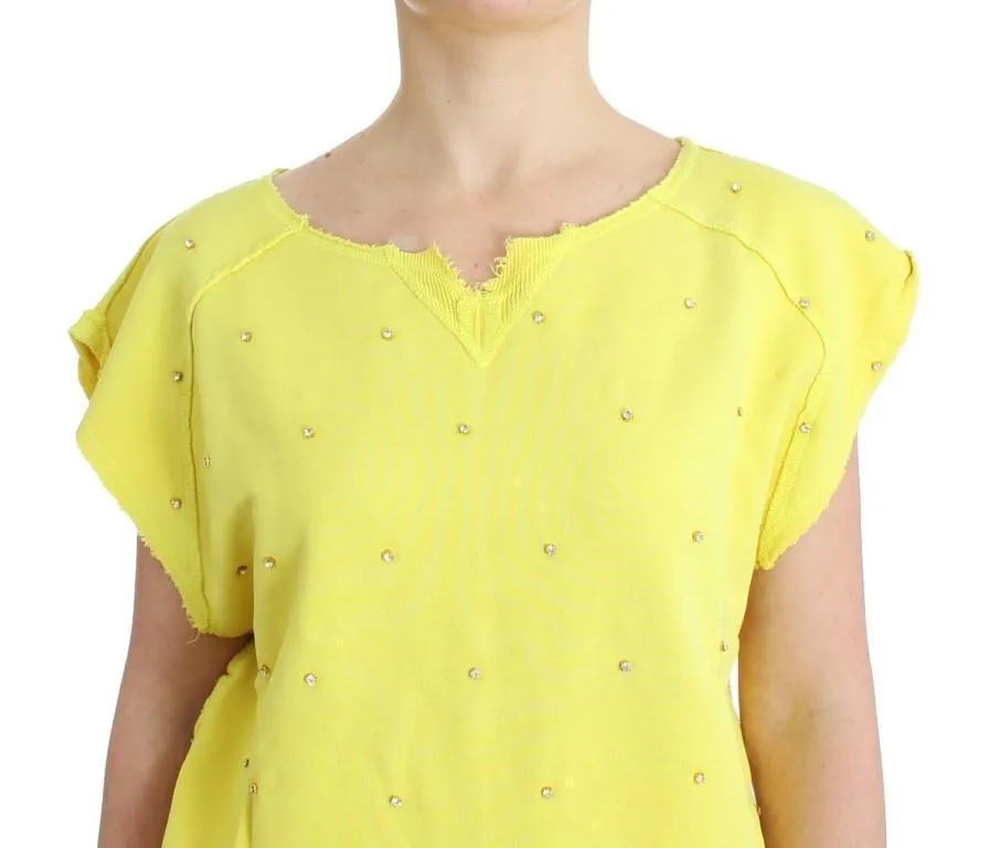 Yellow embellished cotton sweatshirt