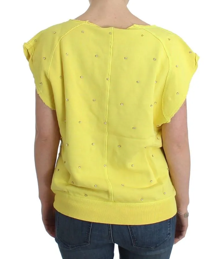 Yellow embellished cotton sweatshirt