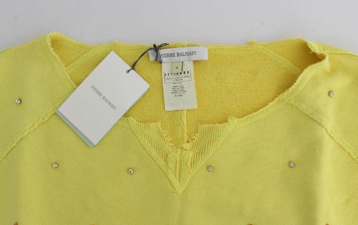 Yellow embellished cotton sweatshirt