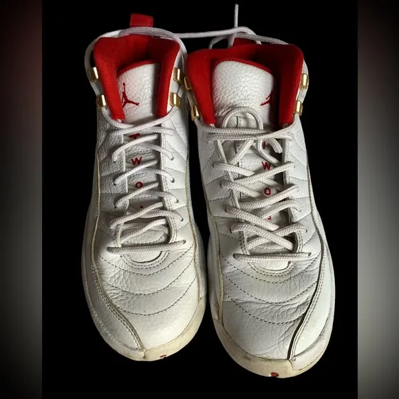 Youth Nike Air Jordan 12 Retro Fiba 130690-107 2019 White Red Metallic Gold