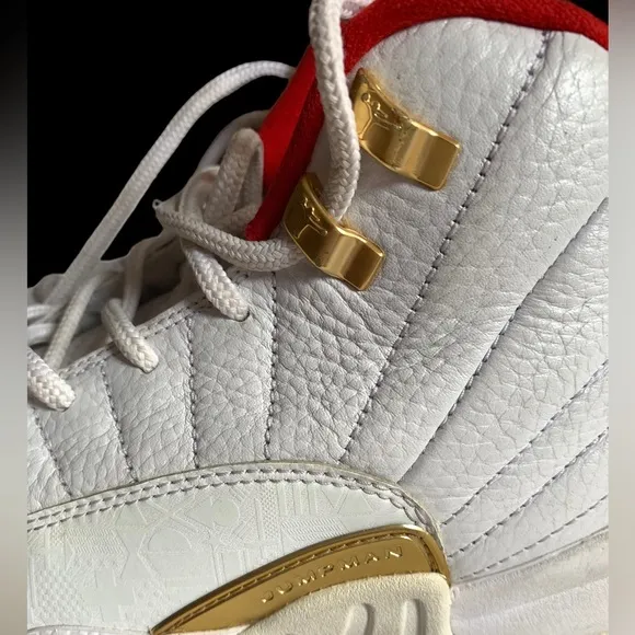 Youth Nike Air Jordan 12 Retro Fiba 130690-107 2019 White Red Metallic Gold