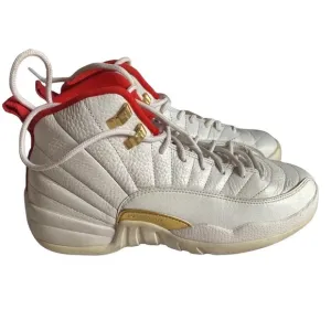 Youth Nike Air Jordan 12 Retro Fiba 130690-107 2019 White Red Metallic Gold