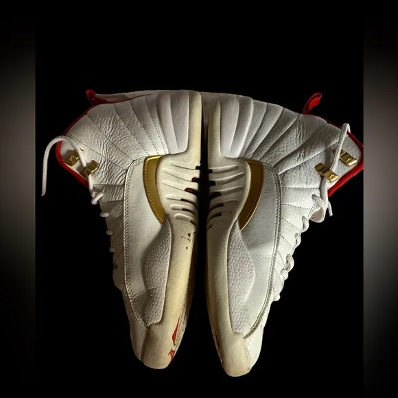 Youth Nike Air Jordan 12 Retro Fiba 130690-107 2019 White Red Metallic Gold