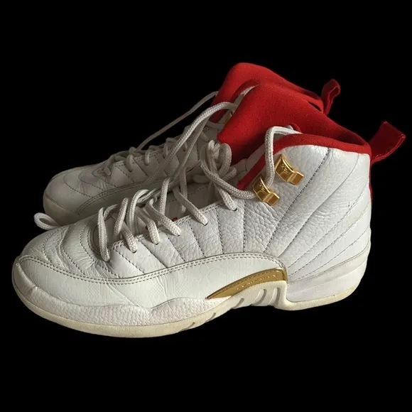 Youth Nike Air Jordan 12 Retro Fiba 130690-107 2019 White Red Metallic Gold